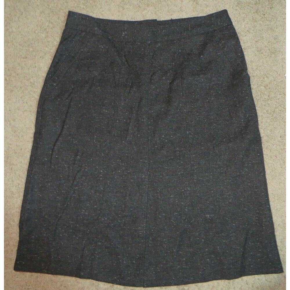 Zanella Annie Front Slit Charcoal Gray Wool Skirt